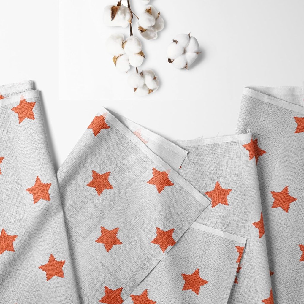 Bacati - Muslin Ikat Stars 4 Piece Boys Toddler Bedding Set 100 Percent Cotton Includes Reversible Comforter, Fitted Sheet, Top Sheet, and Pillow Case (4 pc Toddler Bedding Set, Red Stars)