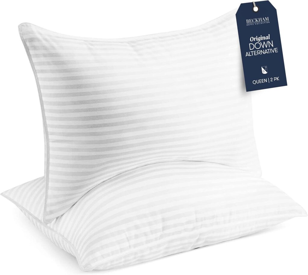 Beckham Hotel Collection Bed Pillows Standard / Queen Size Set of 2 - Down Alternative Bedding Gel Cooling Pillow for Back, Stomach or Side Sleepers