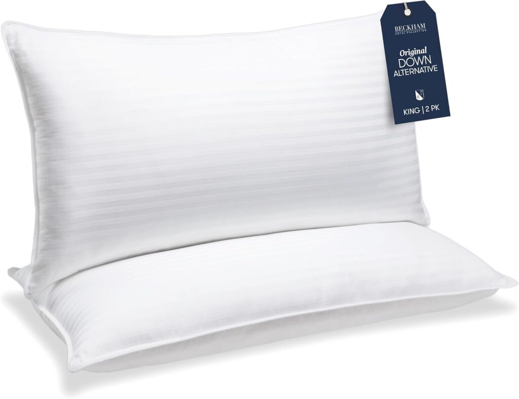 Beckham Hotel Collection Bed Pillows Standard / Queen Size Set of 2 - Down Alternative Bedding Gel Cooling Pillow for Back, Stomach or Side Sleepers